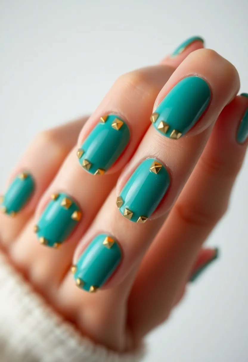 30 Opulent Gold Acrylic Nail Ideas for Luxe - 15. Gold-Studded Edges
