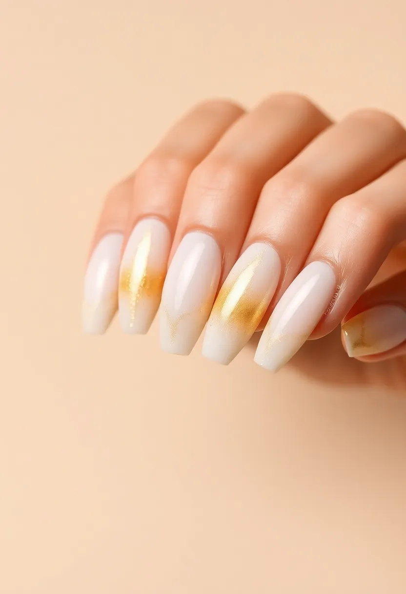 30 Opulent Gold Acrylic Nail Ideas for Luxe - 16. Opulent Watercolor Gold