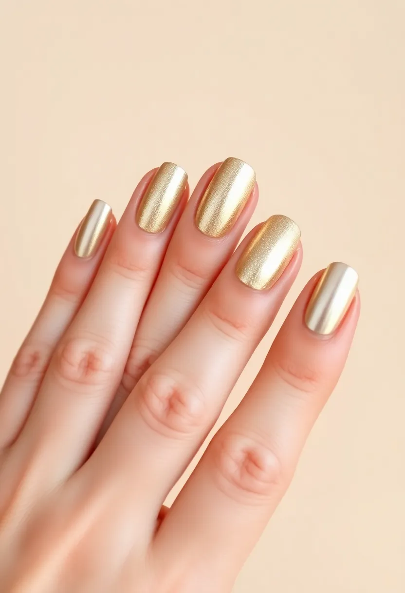 30 Opulent Gold Acrylic Nail Ideas for Luxe - 18. Gold Pearl Finish