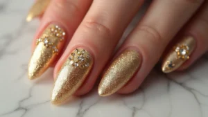 30 Opulent Gold Acrylic Nail Ideas for Luxe