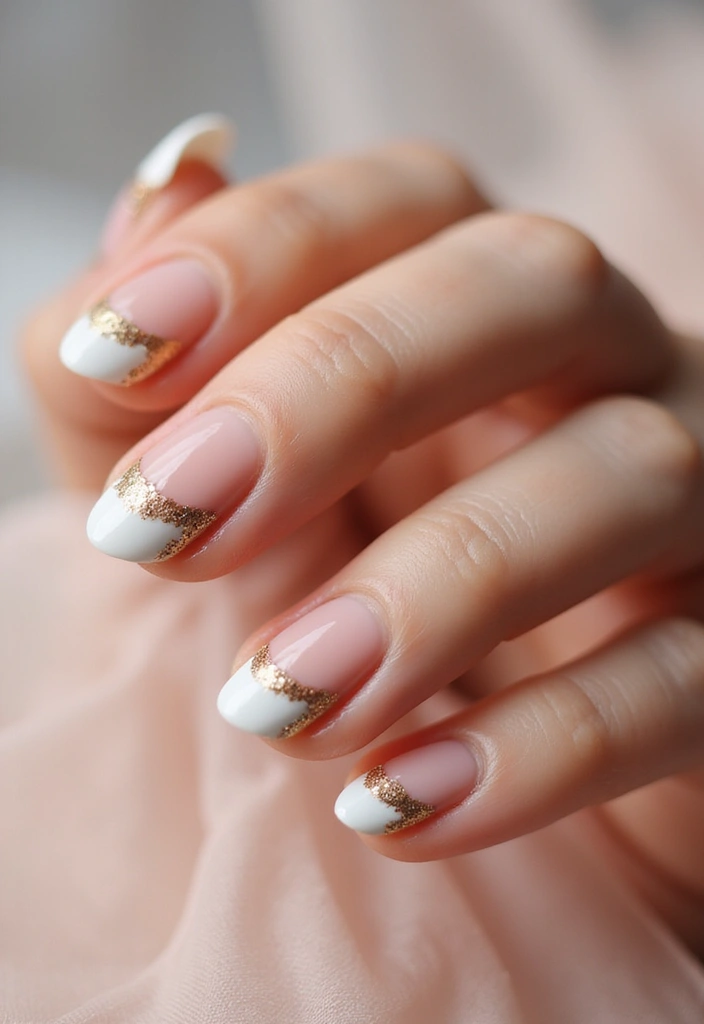 30 Opulent Gold Acrylic Nail Ideas for Luxe - 6. Gold Glitter French Tips