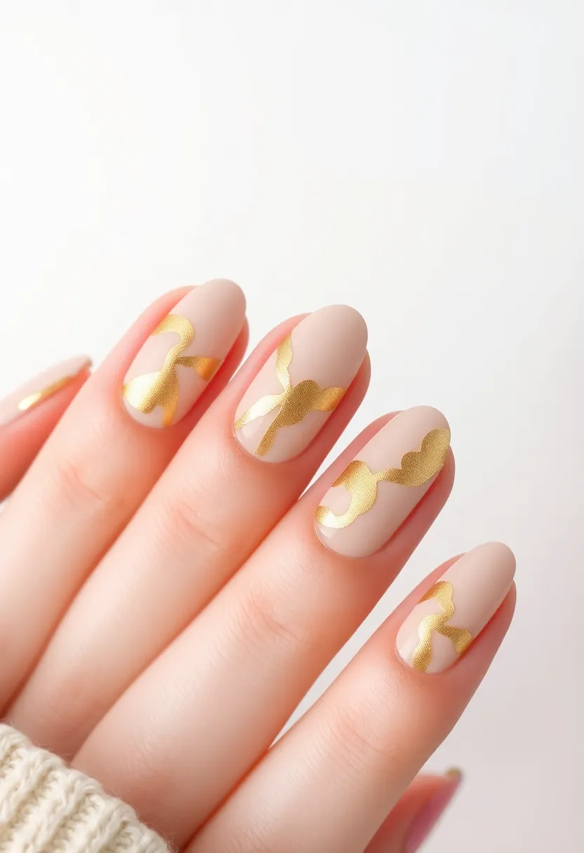 30 Opulent Gold Acrylic Nail Ideas for Luxe - 7. Textured Gold Accents