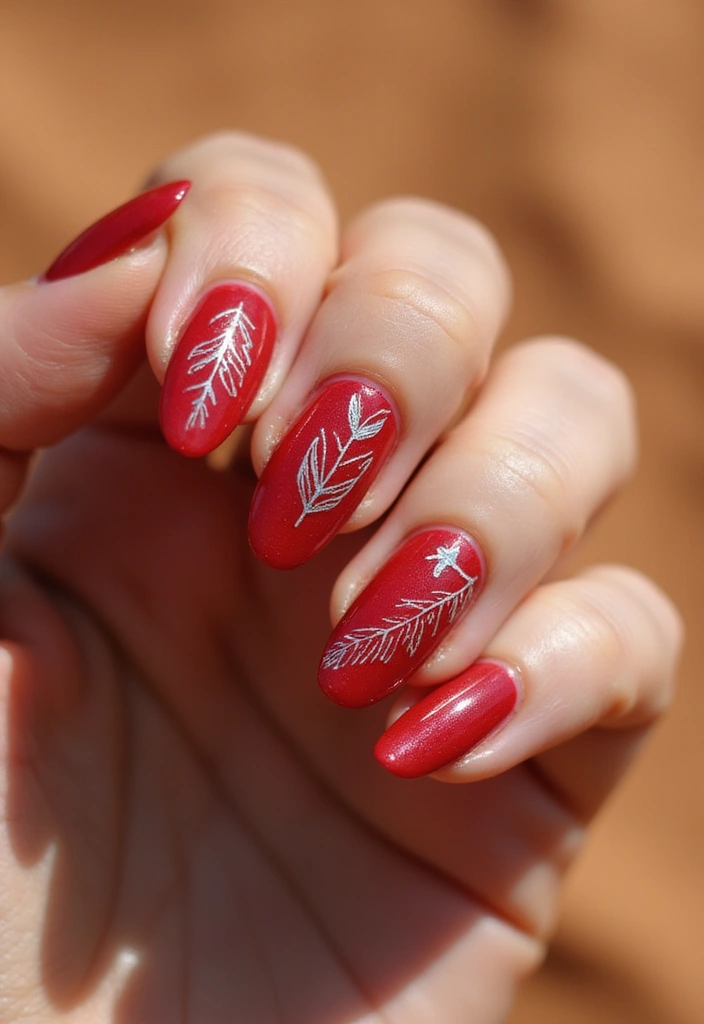 30 Passionate Red Nail Design Ideas for Fiery - 16. Bohemian Red Patterns
