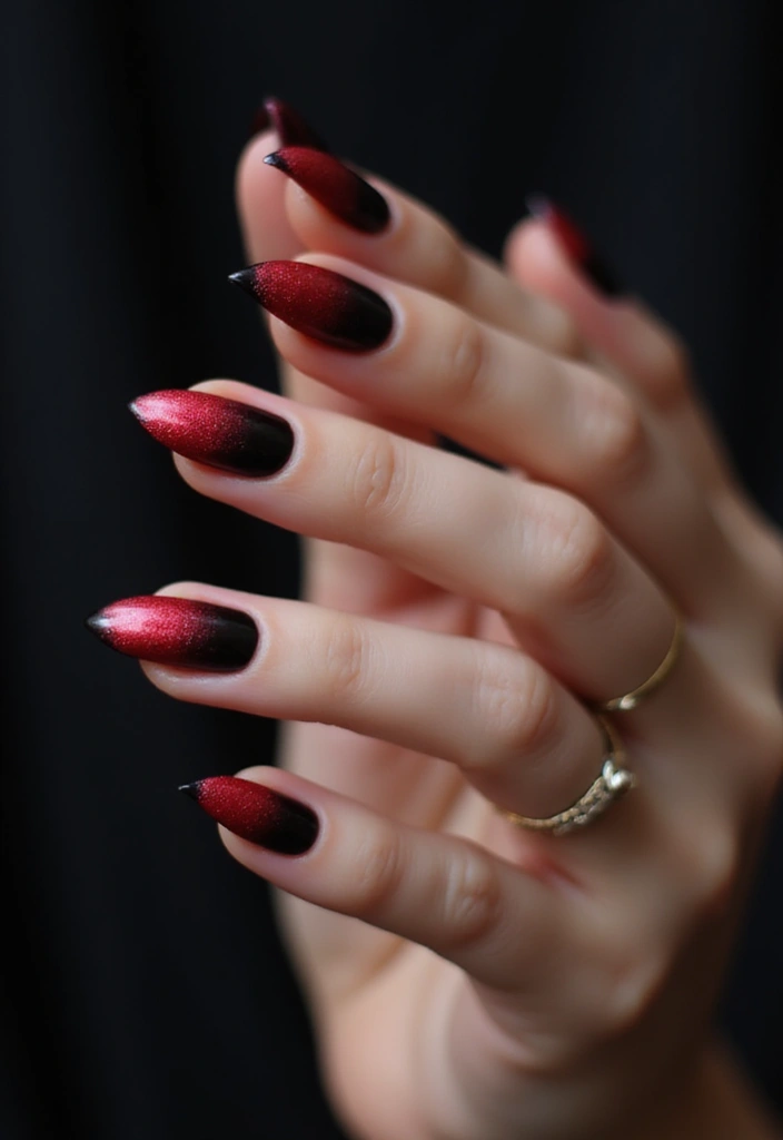 30 Passionate Red Nail Design Ideas for Fiery - 2. Bold Ombre Red to Black