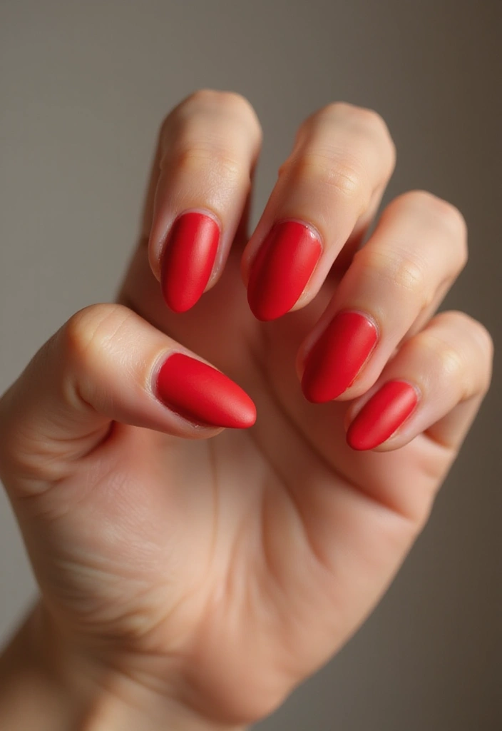 30 Passionate Red Nail Design Ideas for Fiery - 4. Red Matte Finish