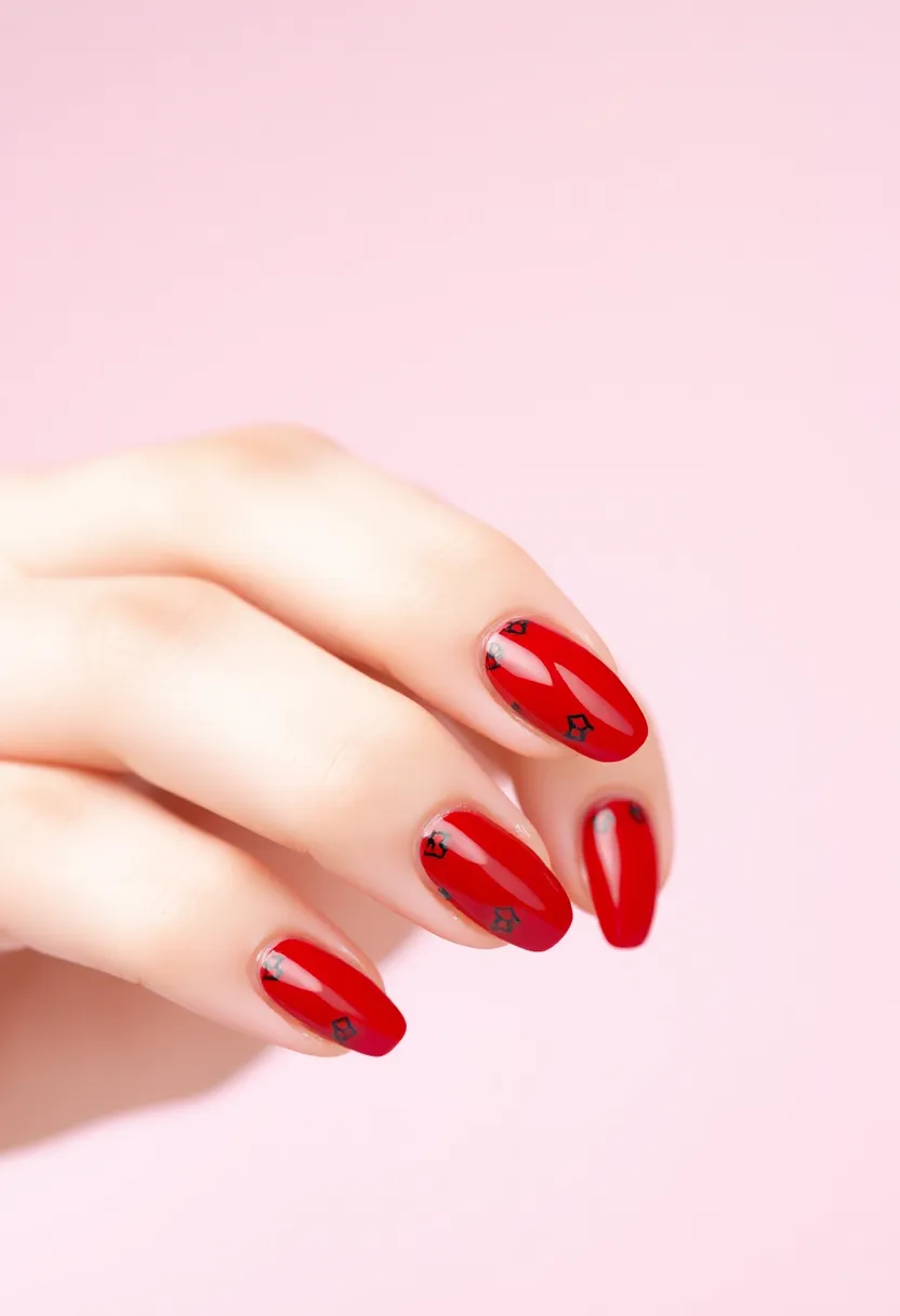 30 Passionate Red Nail Ideas for Bold - 11. Red with Black Accents