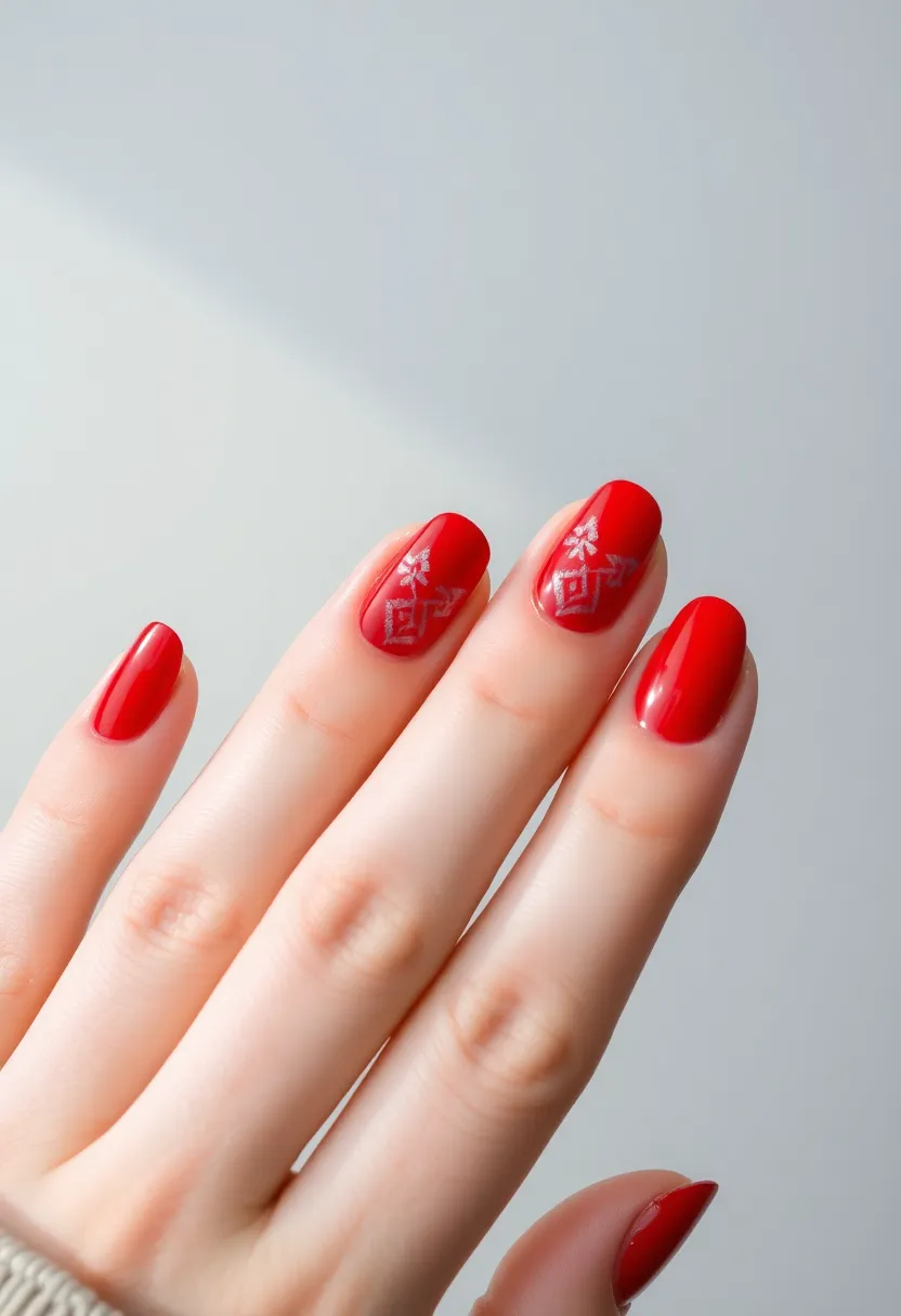 30 Passionate Red Nail Ideas for Bold - 17. Red and Gray Elegance