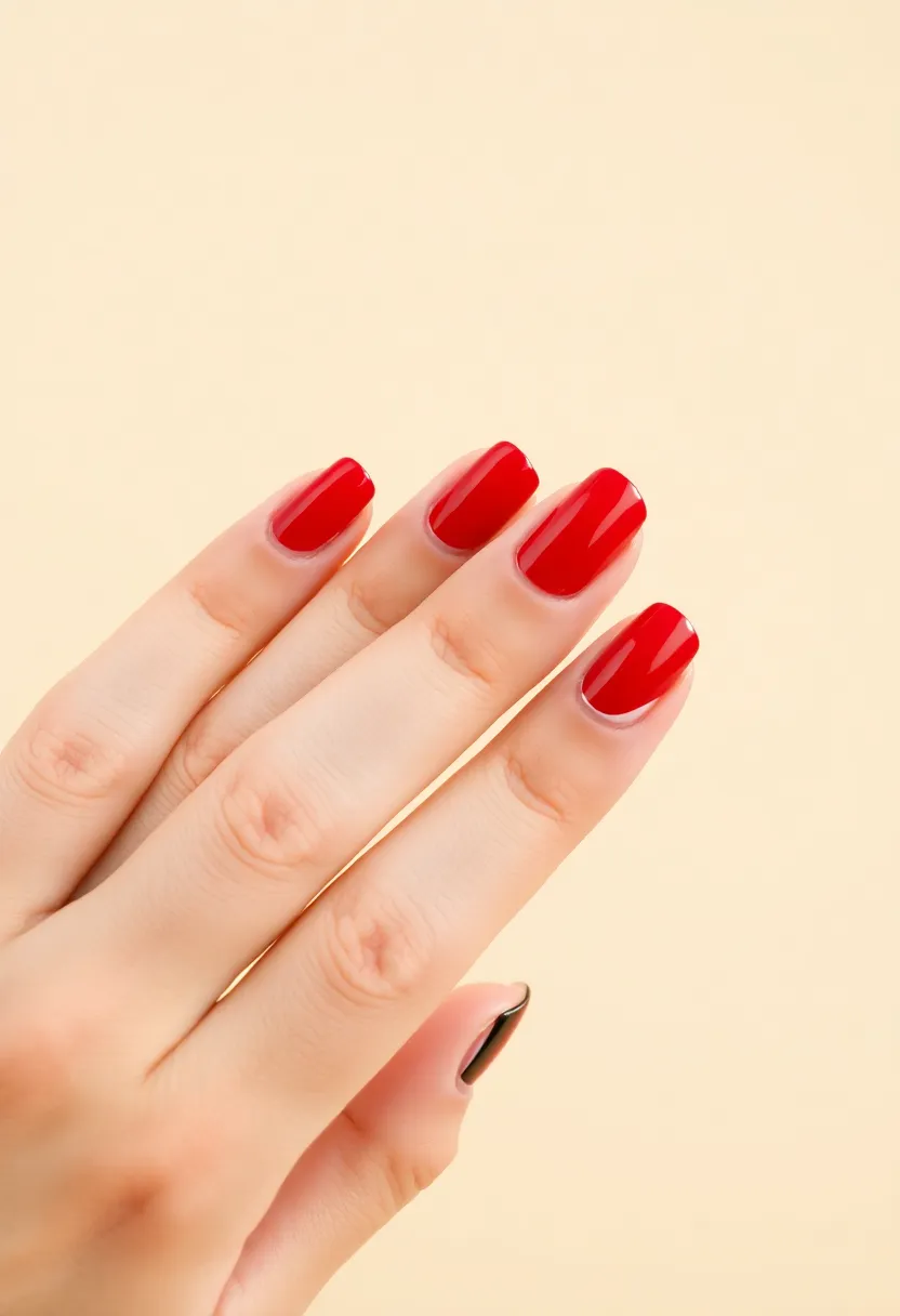 30 Passionate Red Nail Ideas for Bold - 29. Red with Color-Blocked Tips