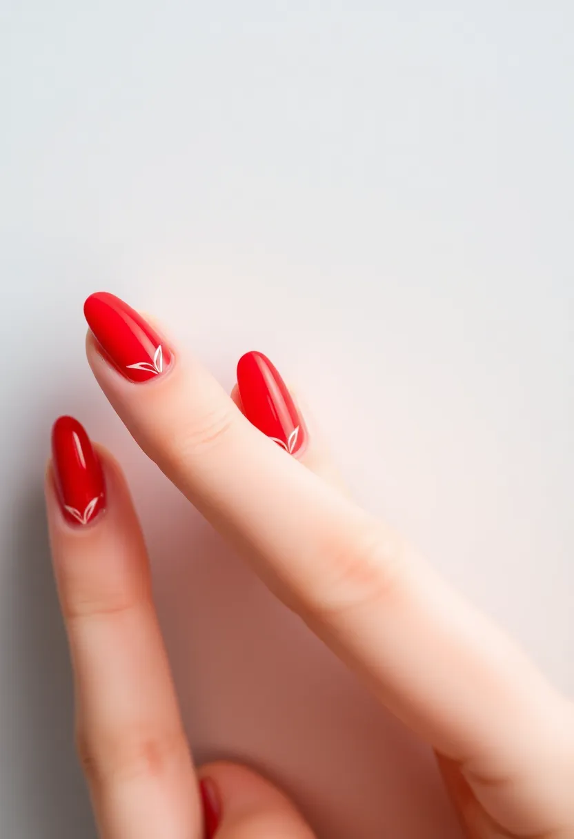 30 Passionate Red Nail Ideas for Bold - 30. Red with Minimalistic Designs