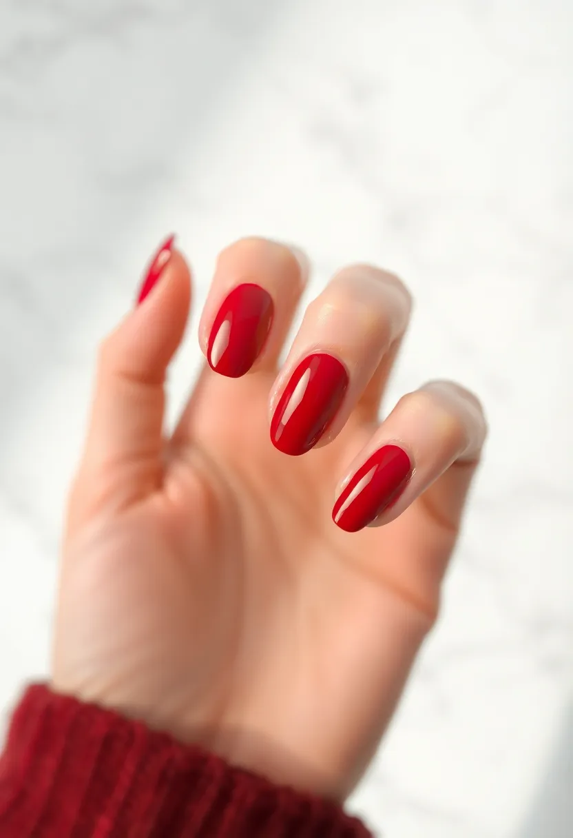 30 Passionate Red Nail Ideas for Bold - 7. Red Half-Moon Manicure
