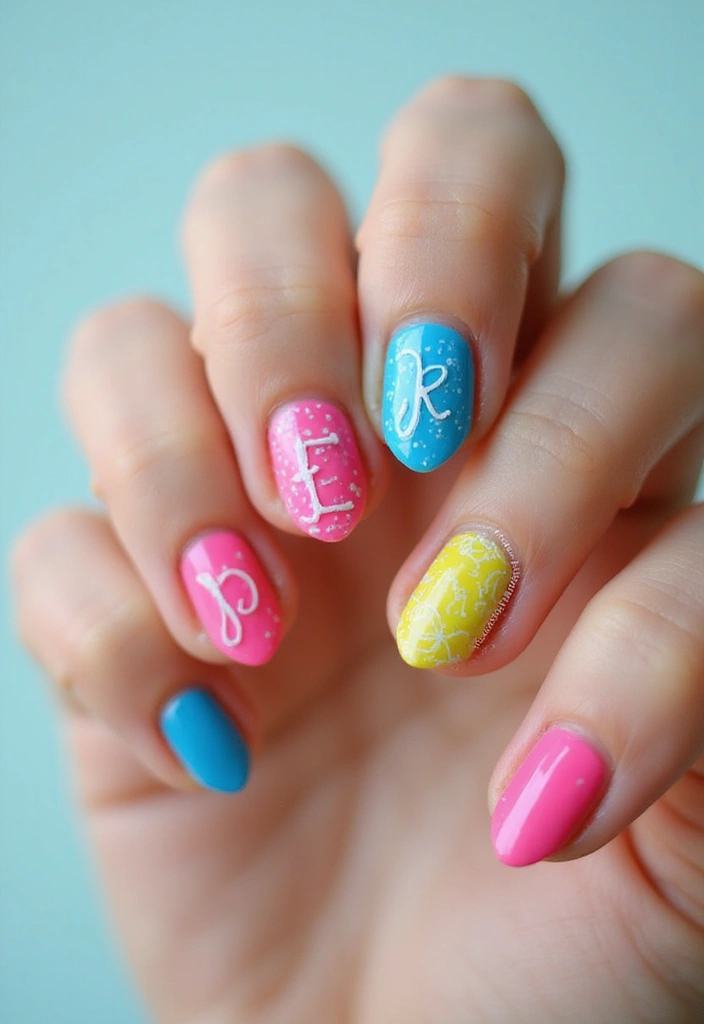 30 Personalized Nails with Initials for Heartfelt - 11. Artistic Doodles