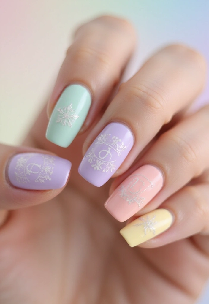 30 Personalized Nails with Initials for Heartfelt - 15. Sweet Pastel Shades