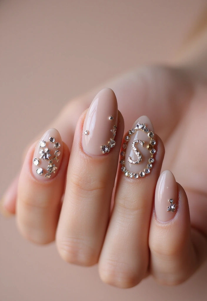 30 Personalized Nails with Initials for Heartfelt - 16. Embellished Elegance