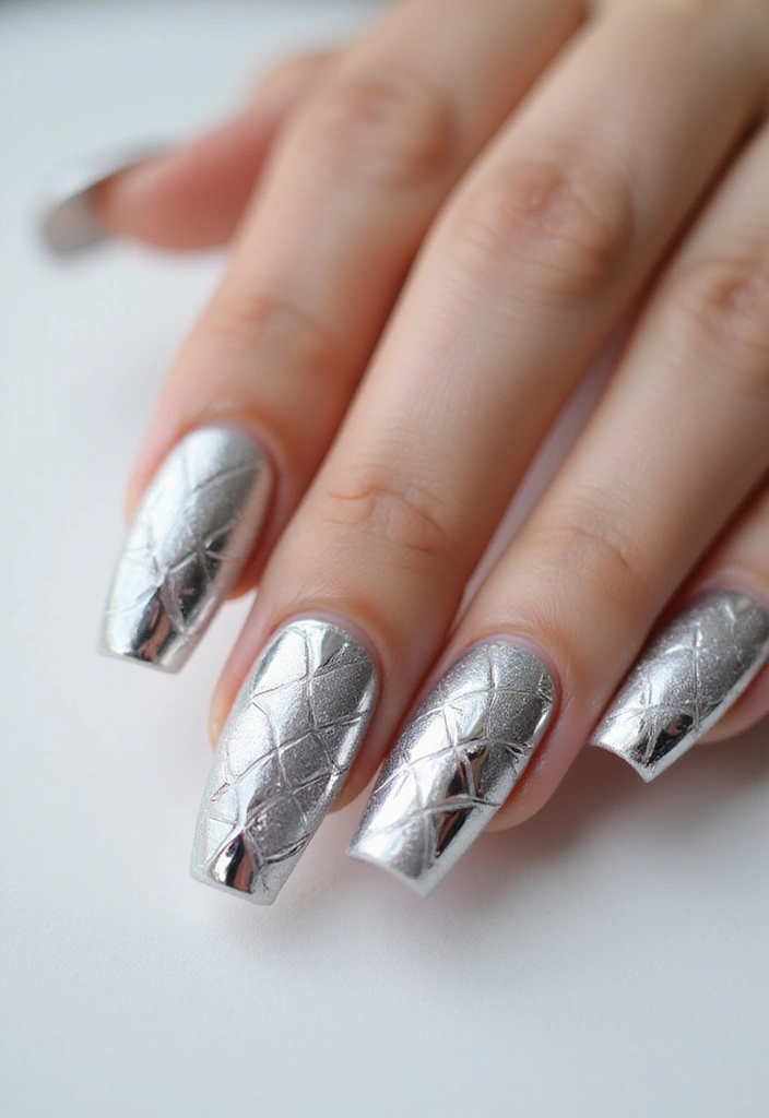 30 Personalized Nails with Initials for Heartfelt - 19. Futuristic Metallic
