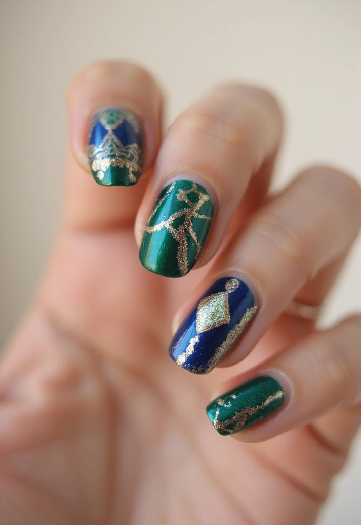 30 Personalized Nails with Initials for Heartfelt - 24. Layered Patterns