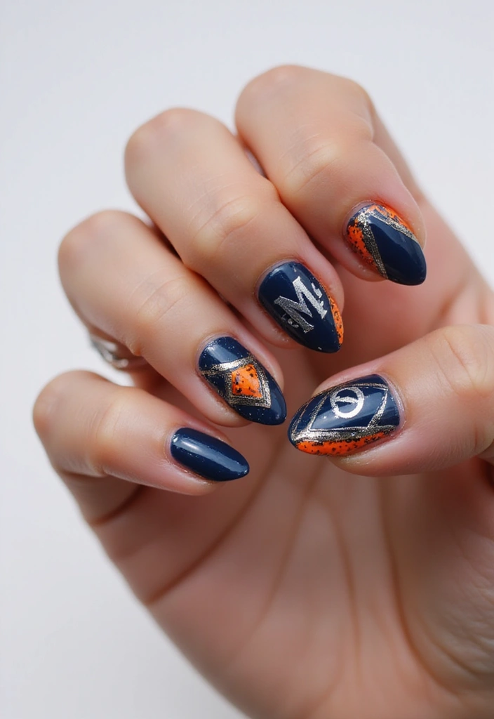 30 Personalized Nails with Initials for Heartfelt - 4. Geometric Initials