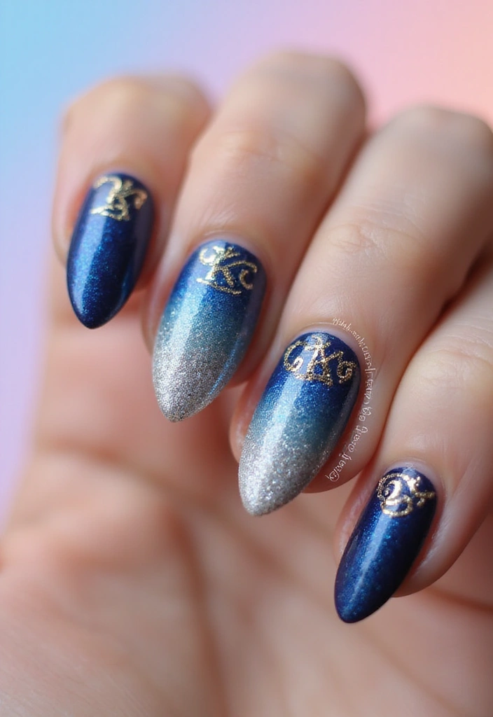 30 Personalized Nails with Initials for Heartfelt - 5. Glitter & Glam Initials