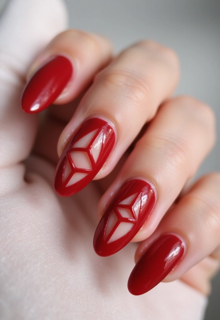 30 Red Acrylic Nail Ideas for Fiery - 10. Creative Cutouts