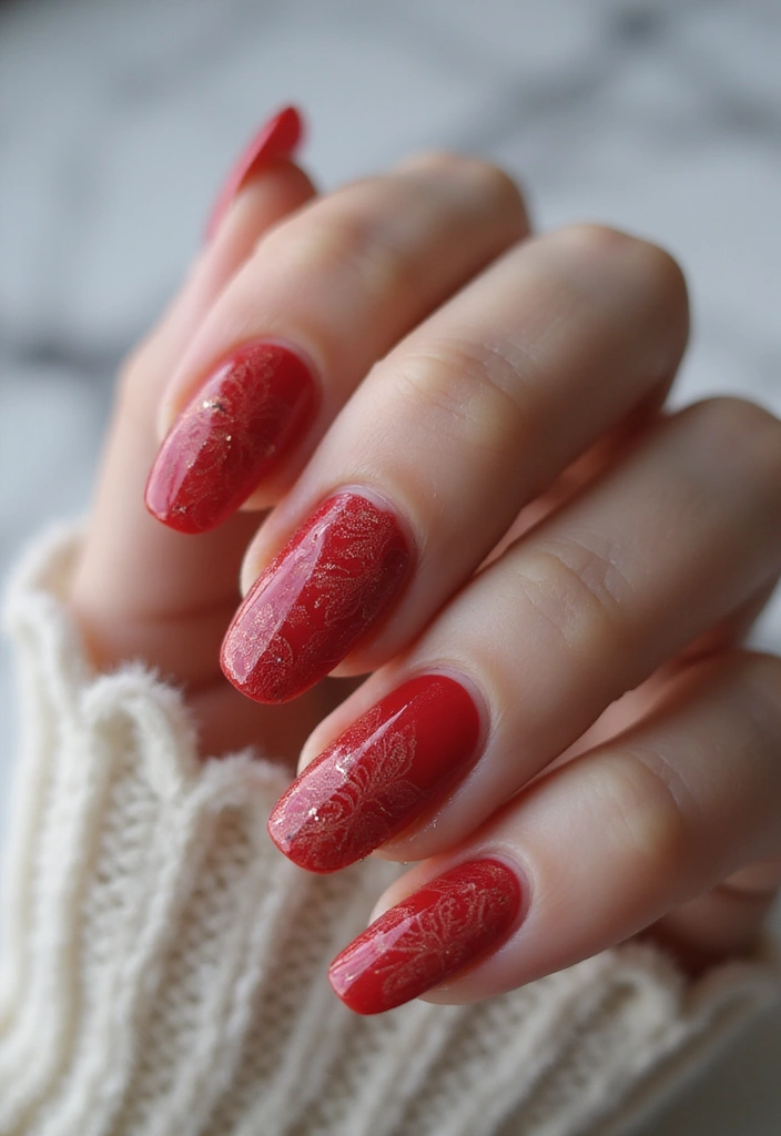 30 Red Acrylic Nail Ideas for Fiery - 13. Lace Details