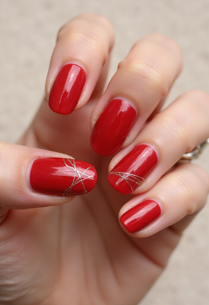 30 Red Acrylic Nail Ideas for Fiery - 18. Minimalist Lines