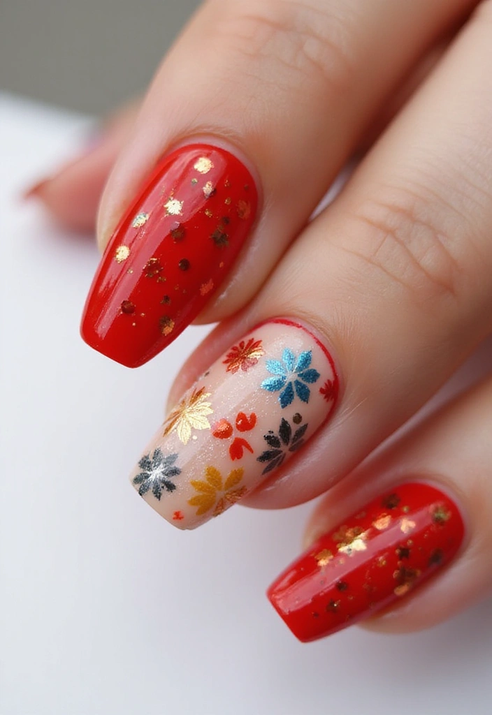 30 Red Acrylic Nail Ideas for Fiery - 30. Seasonal Themes