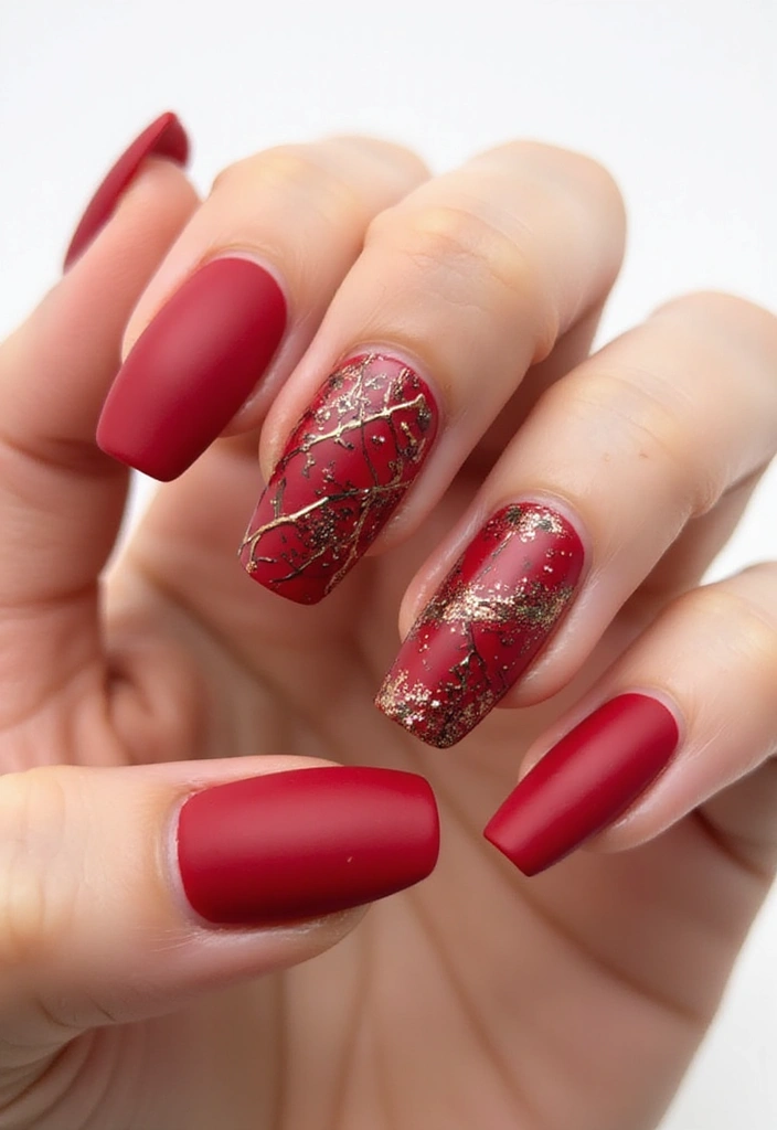 30 Red Acrylic Nail Ideas for Fiery - 4. Edgy Matte Finish