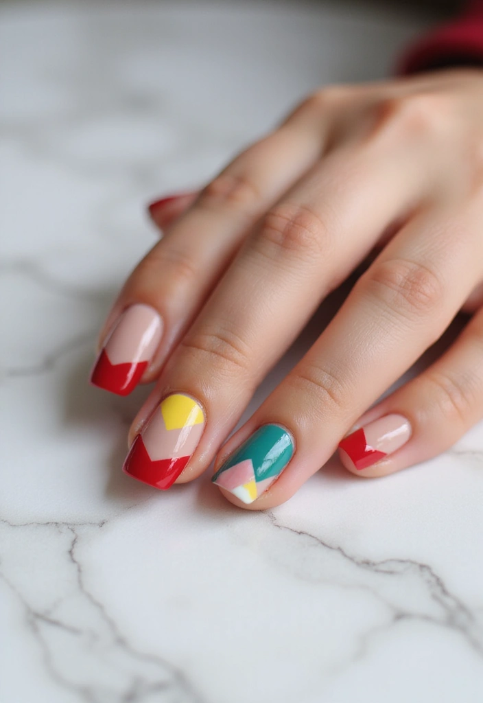 30 Red Acrylic Nail Ideas for Fiery - 5. Funky French Tips