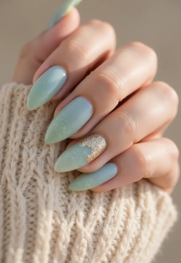 30 Serene Blue Nail Design Ideas for Cool - 16. Seaglass Nails