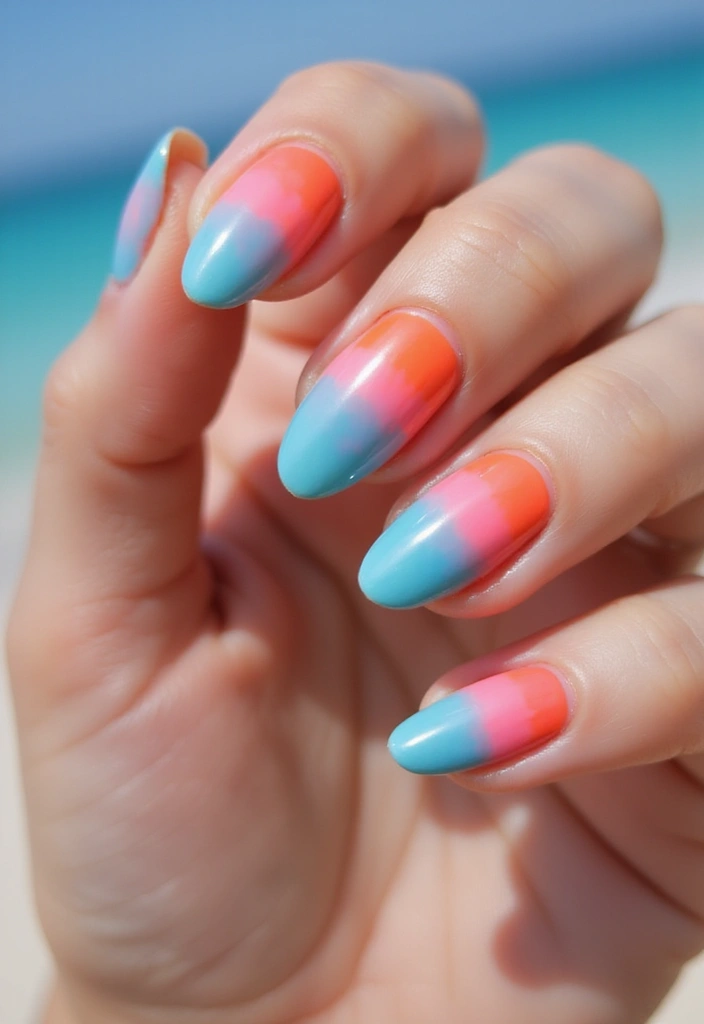 30 Serene Blue Nail Design Ideas for Cool - 25. Blue Sunset Nails