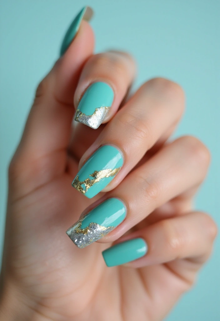 30 Serene Blue Nail Design Ideas for Cool - 6. Turquoise Treasure