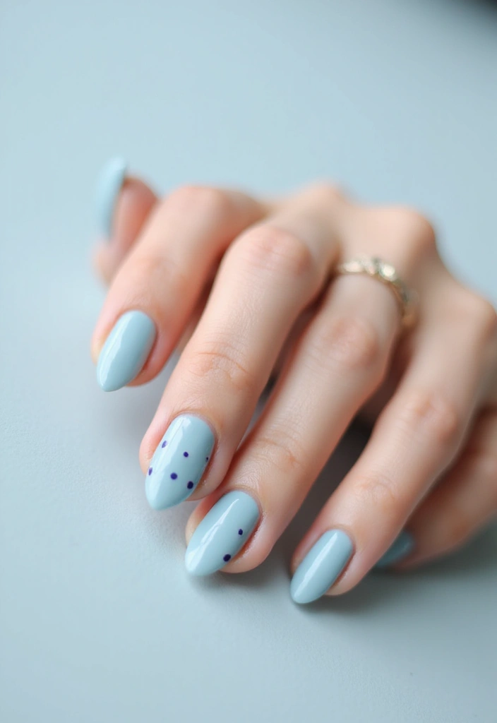 30 Serene Blue Nail Design Ideas for Cool - 8. Minimalist Blue Dots