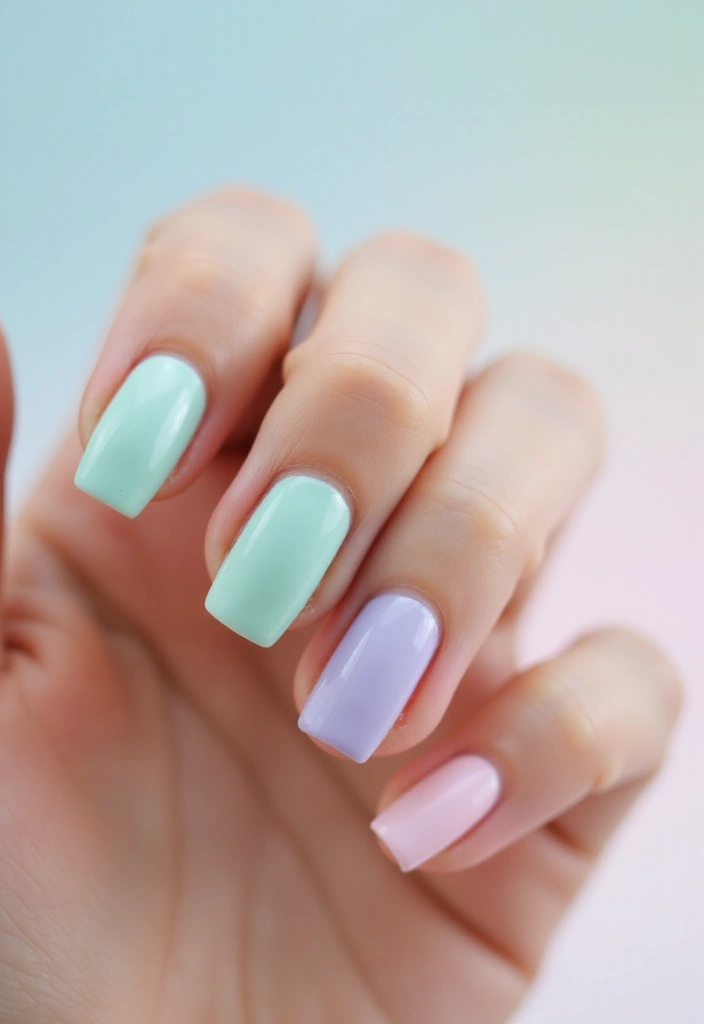 30 Short Square Acrylic Nail Ideas for Compact Chic - 1. Soft Pastels