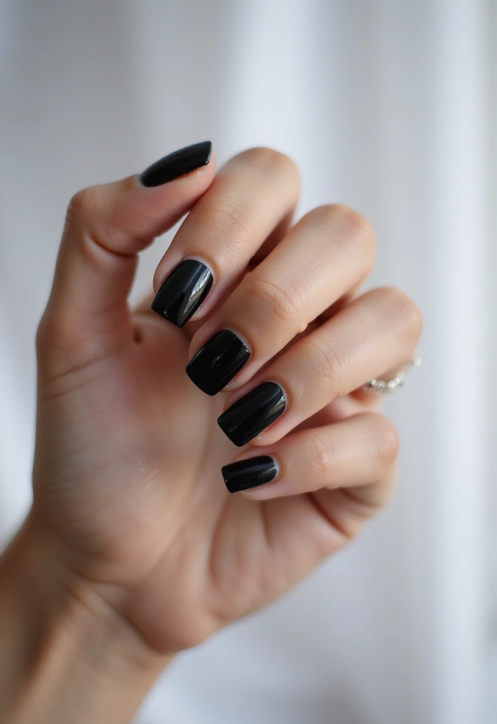 30 Short Square Acrylic Nail Ideas for Compact Chic - 11. Bold Black