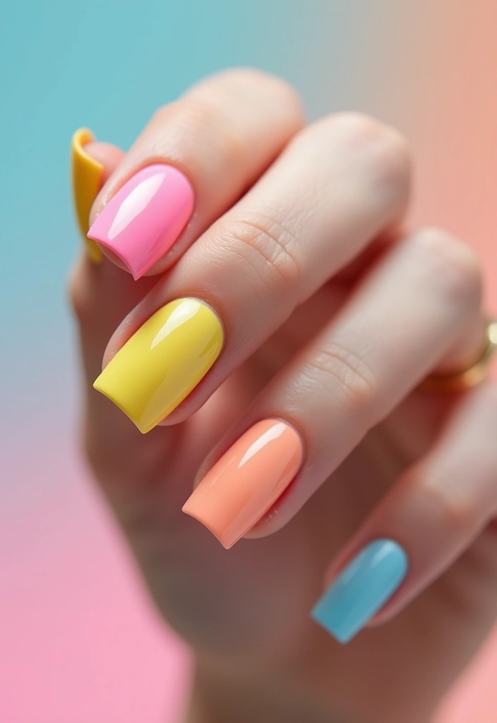 30 Short Square Acrylic Nail Ideas for Compact Chic - 13. Candy Colors