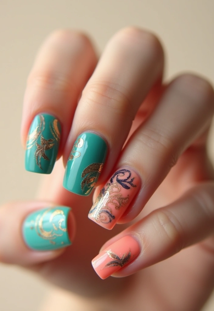 30 Short Square Acrylic Nail Ideas for Compact Chic - 16. Artistic Flourishes