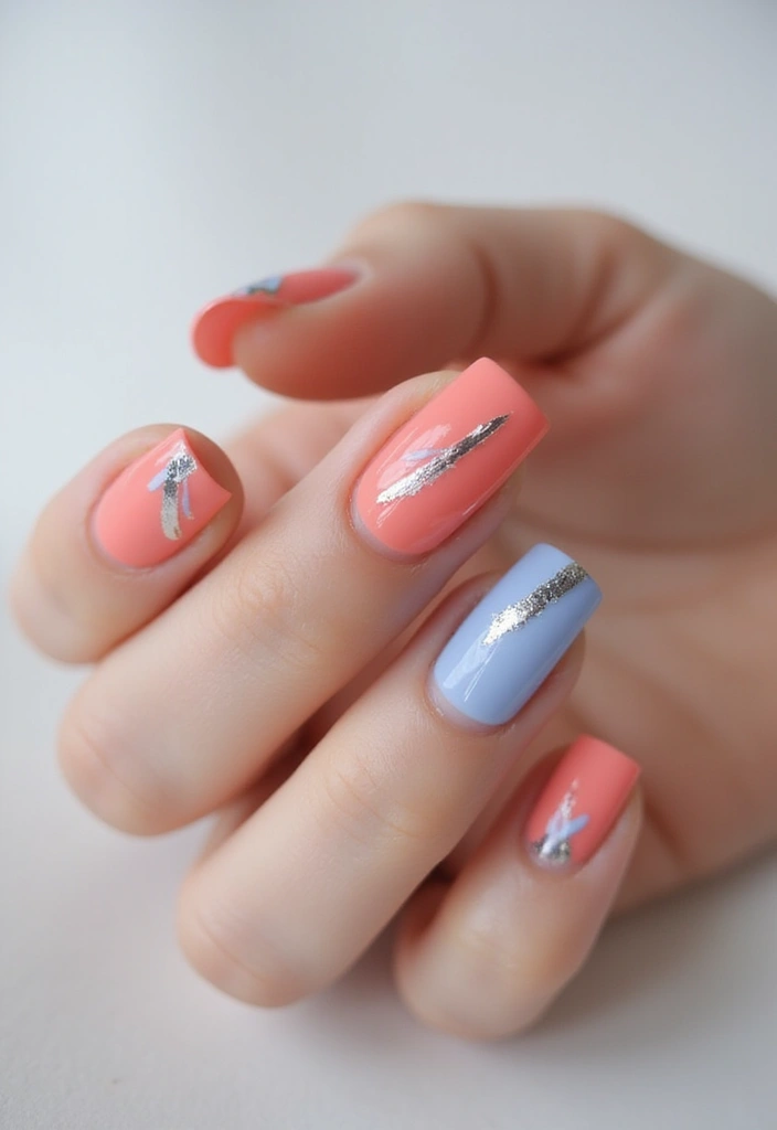 30 Short Square Acrylic Nail Ideas for Compact Chic - 20. Simple Stripes