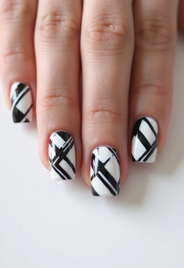 30 Short Square Acrylic Nail Ideas for Compact Chic - 3. Geometric Patterns