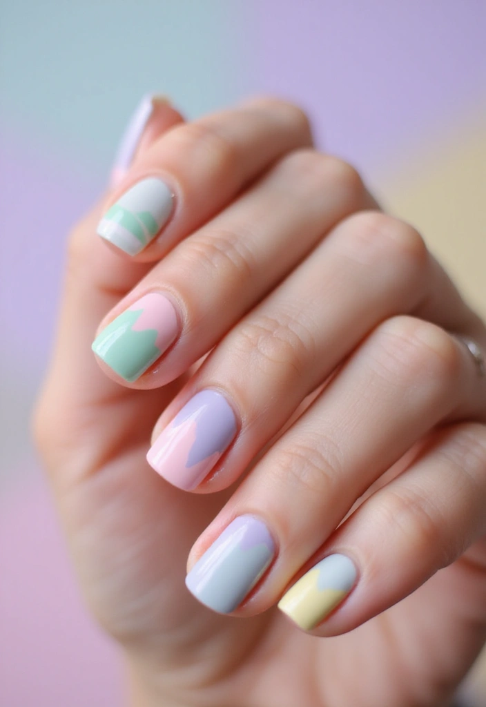 30 Short Square Nail Ideas for Neat - 11. Whimsical Stripes