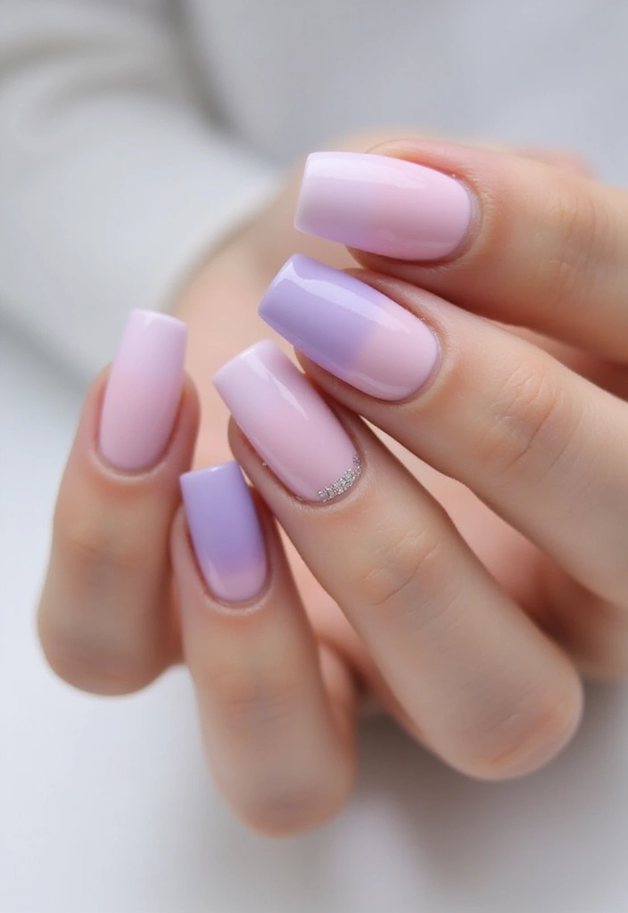 30 Short Square Nail Ideas for Neat - 17. Soft Gradient