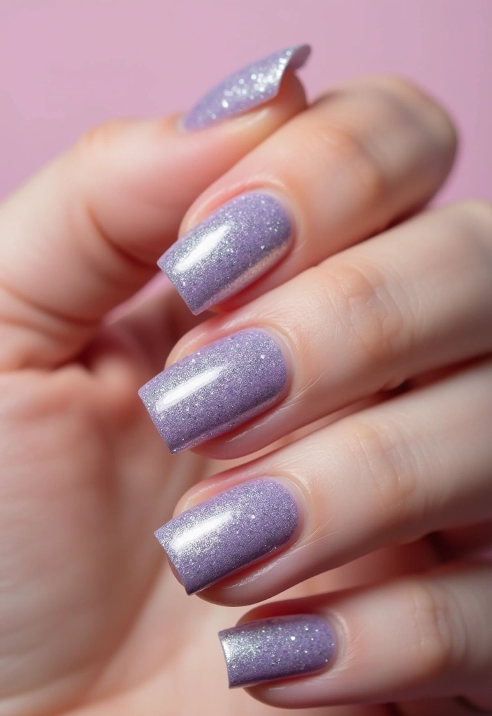 30 Short Square Nail Ideas for Neat - 18. Soft Glitter Fade