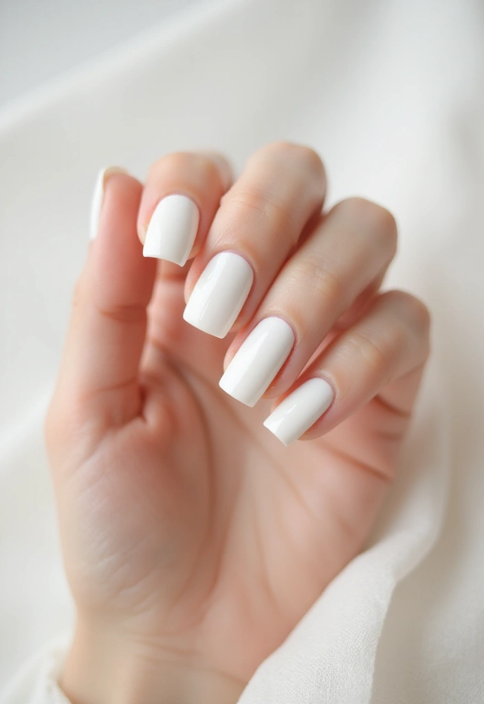 30 Short Square Nail Ideas for Neat - 21. Clean White Base