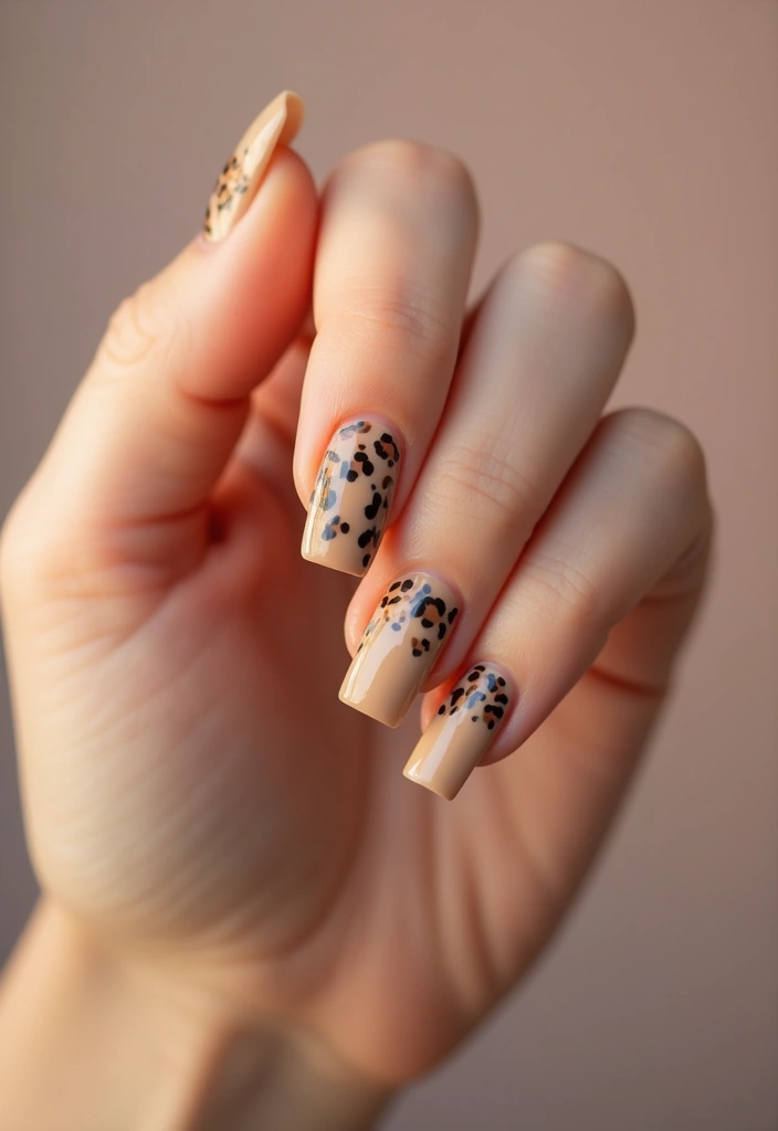 30 Short Square Nail Ideas for Neat - 27. Subtle Animal Print