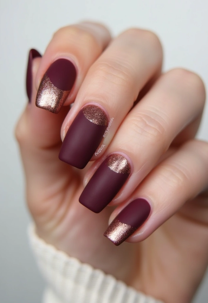 30 Short Square Nail Ideas for Neat - 4. Matte and Glossy Combo