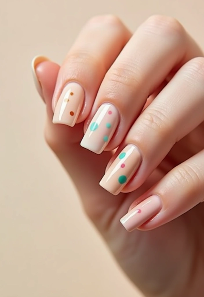 30 Short Square Nail Ideas for Neat - 5. Minimalist Dots