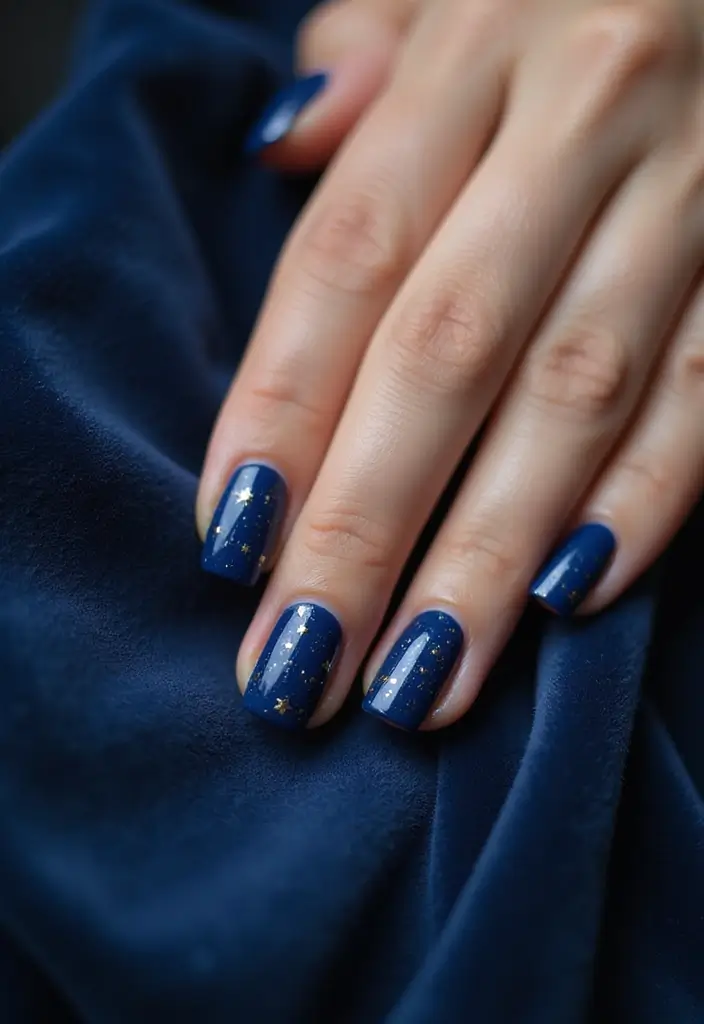 30 Short Square Nail Ideas for Neat - 9. Starry Night
