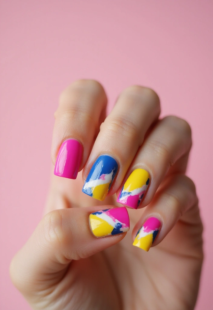 30 Square Acrylic Nail Ideas for Sharp Edges - 10. Color Block