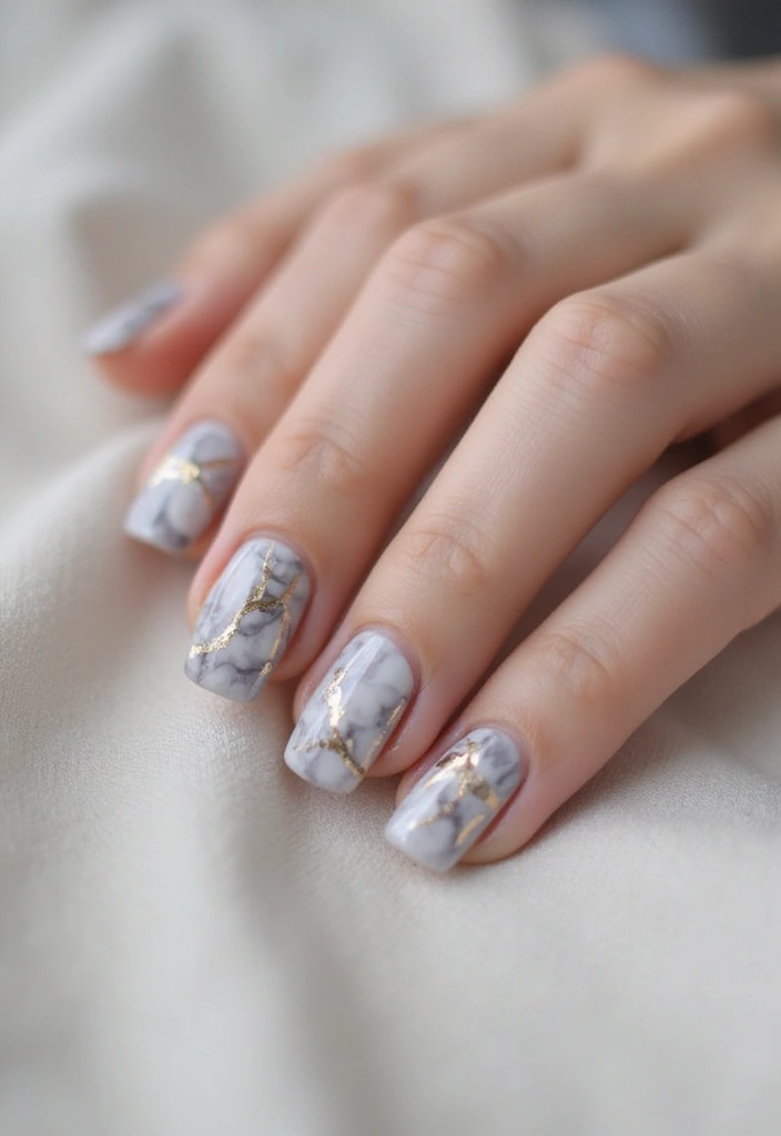 30 Square Acrylic Nail Ideas for Sharp Edges - 2. Marble Magic