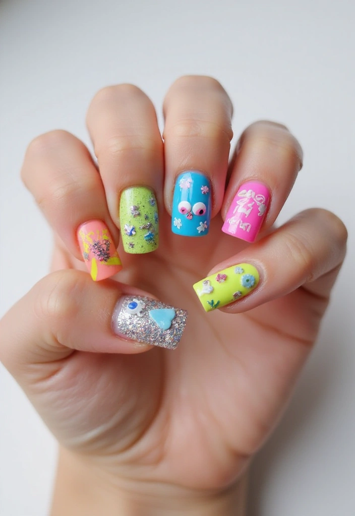 30 Square Acrylic Nail Ideas for Sharp Edges - 21. Funky Shapes