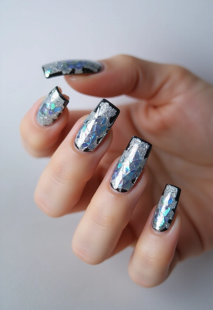 30 Square Acrylic Nail Ideas for Sharp Edges - 5. Futuristic Bling