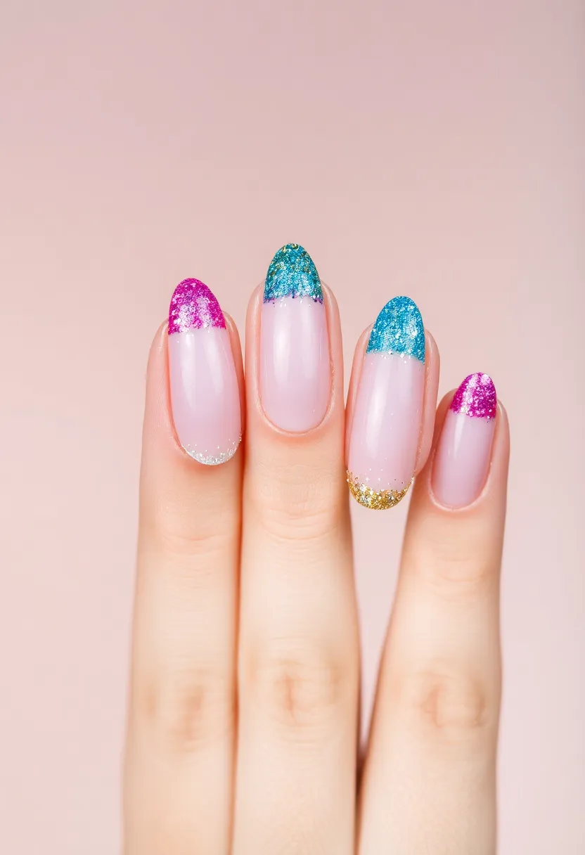 30 Step-by-Step Nail Tutorial Ideas for Easy Nail Art - 28. Colorful Glitter Tips